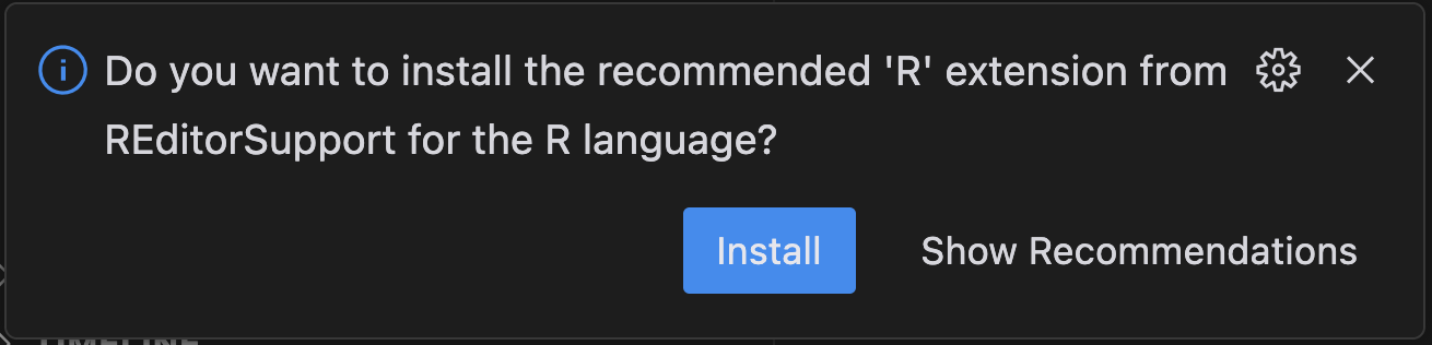 Cursor IDE prompting to install R language extension for enhanced R programming support